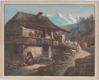 Alpine Scene by Henri Boug d'Orschwiller, printer Lemercier, Bénard et Cie.