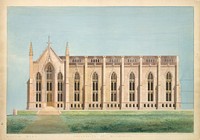 Design for the North Wing of the Library and Chapel Building at the University of Michigan, Ann Arbor by Alexander Jackson Davis (American, New York 1803–1892 West Orange, New Jersey)