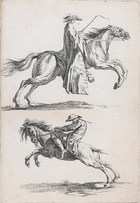 Study of Young Horsemen, pl. XV from Recueil de caricatures" by Ange-Laurent de La Live de Jully (1725&ndash;1779), after Jacques Fran&ccedil;ois Joseph Saly (French, Valenciennes 1717&ndash;1776 Paris)