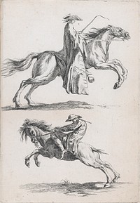 Study of Young Horsemen, pl. XV from Recueil de caricatures" by Ange-Laurent de La Live de Jully (1725–1779), after Jacques François Joseph Saly (French, Valenciennes 1717–1776 Paris)