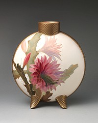 Moon flask with pink flower motif