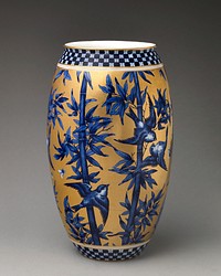 Vase with birds and bamboo (one of a pair)