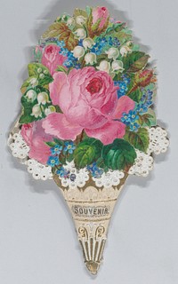 Valentine - Mechanical - elaborate nosegay,  fan souvenir