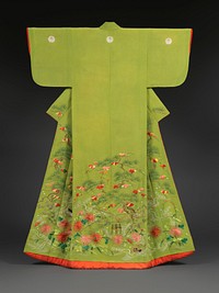 Robe (Kosode) with Pine, Ivy, Chrysanthemums, and River