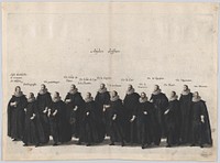 Plate 18: Aides marching in the funeral procession of Archduke Albert of Austria; from 'Pompa Funebris ... Alberti Pii' by Cornelis Galle I, after Jacques Francquart