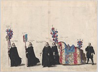 Plate 51: Members of the court of justice marching in the funeral procession of Archduke Albert of Austria; from 'Pompa Funebris ... Alberti Pii' by Cornelis Galle I, after Jacques Francquart