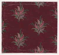 Textile Design with Bundles of Paisley Motifs, Stylized Leaves and Stylized Branches with Leaves