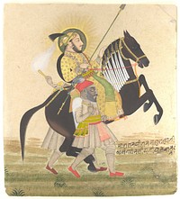 Maharana Sangram Singh Riding a Prize Stallion by Stipple Master