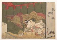 Lovers Beneath a Mosquito Net by Suzuki Harunobu