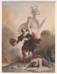 Don Juan and the Commander's Statue (Last Scene of Mozart's Don Giovanni) by Alexandre Evariste Fragonard (French, Grasse 1780–1850 Paris)