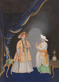 Maharaja Serfoji II accompanied by his Minister 