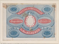 Trade Card for Whiting & Branston, Engravers & Printers