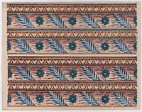 Sheet with two borders with flower and leaf designs by Anonymous