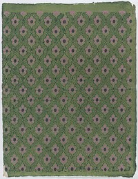 Sheet with overall pink floral pattern on green background