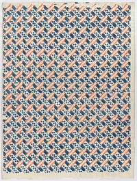 Sheet with overall orange and blue geometric pattern