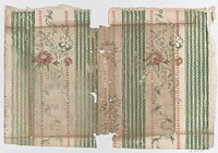 Sheet with two borders with stripes and a floral pattern