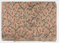 Sheet with pattern of red and black dashes by Anonymous