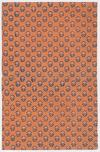 Orange book cover with overall floral pattern by Anonymous