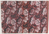 Red book cover with black and white floral pattern