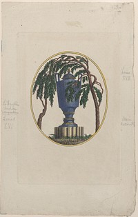 Weeping willow and urn with hidden silhouettes of the French royal family