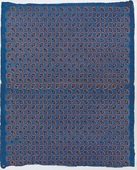 Blue sheet with two borders with a white floral and lace pattern