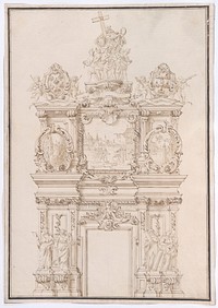 Elevation for a Wall Decoration Scheme for a Church Interior with Scenes dedicated to the Legend of the Holy Cross by Anonymous, Central European, 18th century