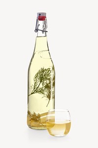 Infused herb schnaps glass bottle collage element psd