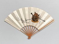 Japanese plum branch and teapot fan by Shibata Zeshin