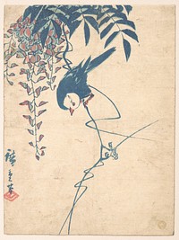 Utagawa Hiroshige (1842) Wisteria and Birds. Original public domain image from the MET museum.