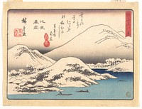 Utagawa Hiroshige (1834 &ndash; 1835) Evening Snow at Mount Hira, from the series Eight Views of Ōmi (Ōmi hakkei). Original public domain image from the MET museum.