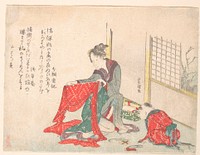 Woman Folding Cloth. Original public domain image from the MET museum.