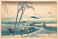 Ejiri in Suruga Province (Sunshū Ejiri), from the series Thirty-six Views of Mount Fuji (Fugaku sanjūrokkei). Original public domain image from the MET museum.