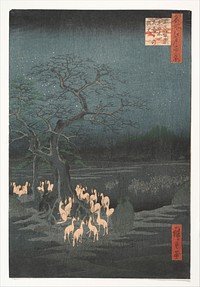 Utagawa Hiroshige (1857) New Year's Eve Foxfires at the Changing Tree, Ōji. Original public domain image from the MET museum.