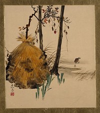 Lacquer Paintings of Various Subjects: Snow Shelter for a Tree with Sparrow by Shibata Zeshin.