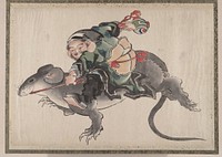 Katsushika Hokusai’s Daikokuten, Album of Sketches (1760–1849) painting. Original public domain image from the MET museum.