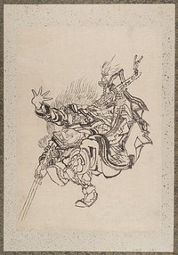 Katsushika Hokusai’s samurai, Album of Sketches (1760–1849) painting. Original public domain image from the MET museum.