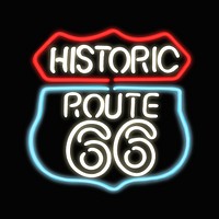 Route 66 neon sign collage element psd