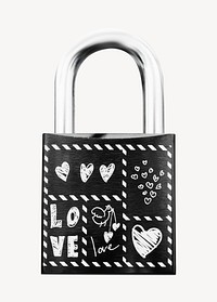 Love padlock, isolated object image psd