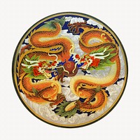 Chinese dragon badge, isolated image