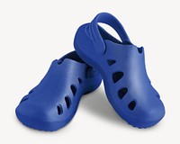 Blue rubber sandals, collage element psd