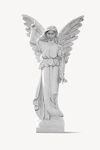 Angel statue, religious sculpture isolated image psd