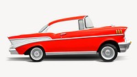 Red classic car, isolated vehicle image psd