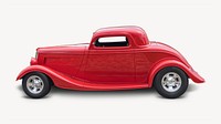 Red classic car, isolated vehicle image psd