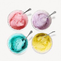 Mixed ice cream, isolated collage element psd