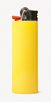 Yellow lighter, isolated object image psd