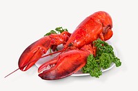 Lobster dish, collage element psd