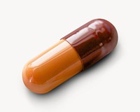 Brown capsule pill, isolated image