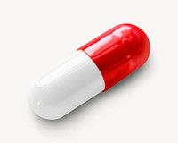 Red capsule pill, isolated image