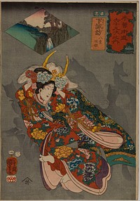 Shimosuwa: Yaegaki-hime (1852) print in high resolution by Utagawa Kuniyoshi. Original from the Public Institution Paris Musées. 