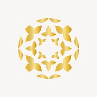 Classy spa logo element, gold leaves psd